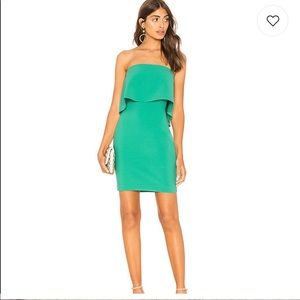 Likely Green Strapless Ruffle Sheath Dress